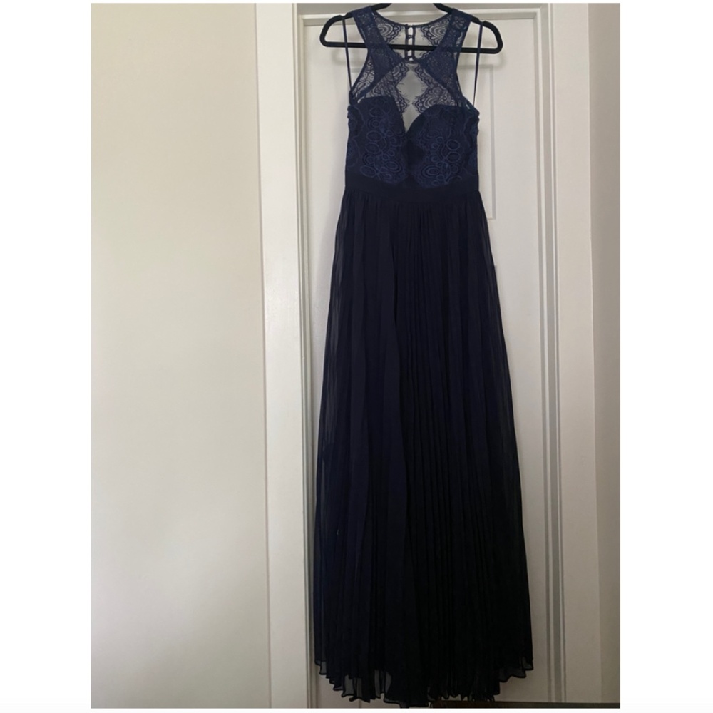 Stunning Navy Bariano Evening Gown - Size 10